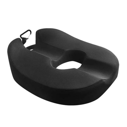 Black memory foam hemorrhoids cushion with hollow breathable design for long sitting