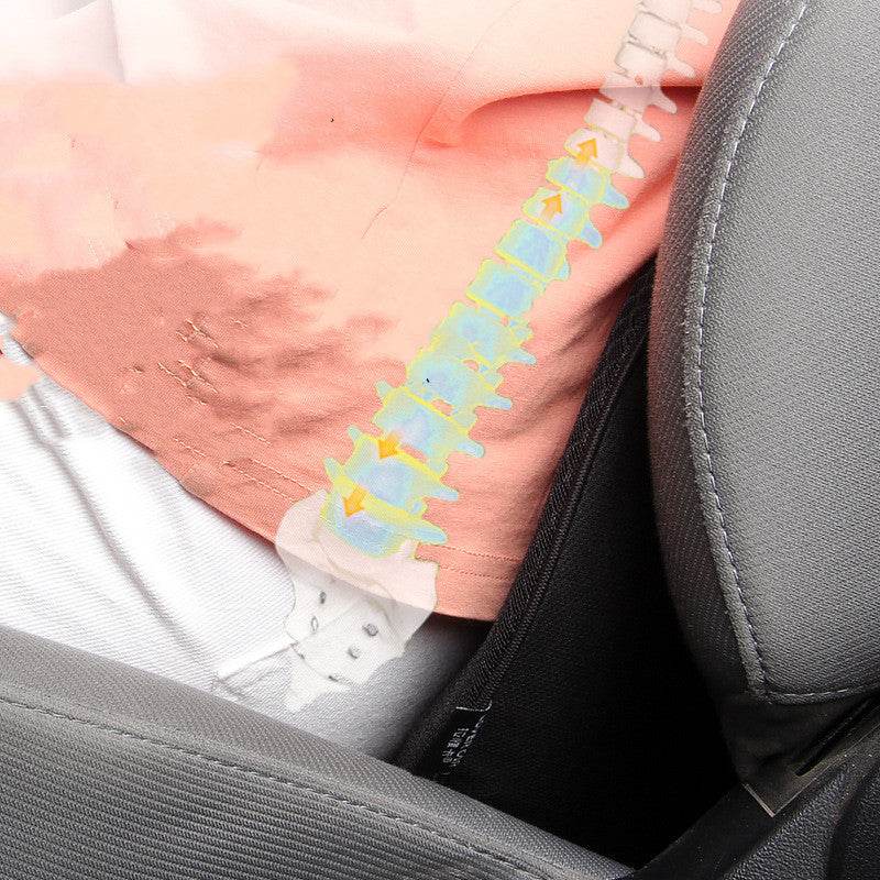 Thickened black car seat cushion with synthetic fiber filling and waist support for all seasons