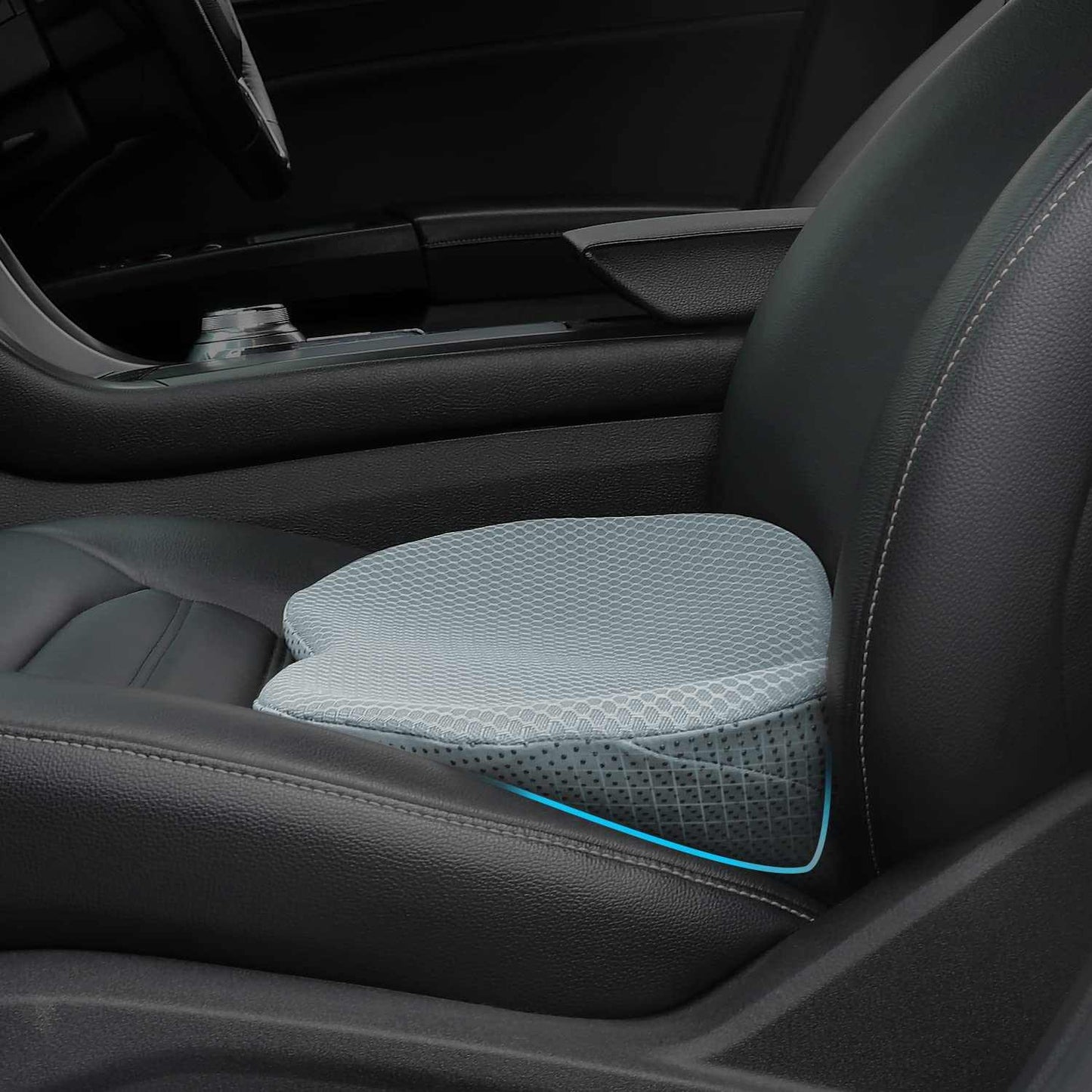 Thickened elegant black car seat cushion with synthetic fiber filling and waist support for all seasons
