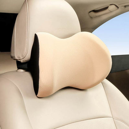 Black Headrest Car Ice Silk Pillow with Memory Foam Neck Protection