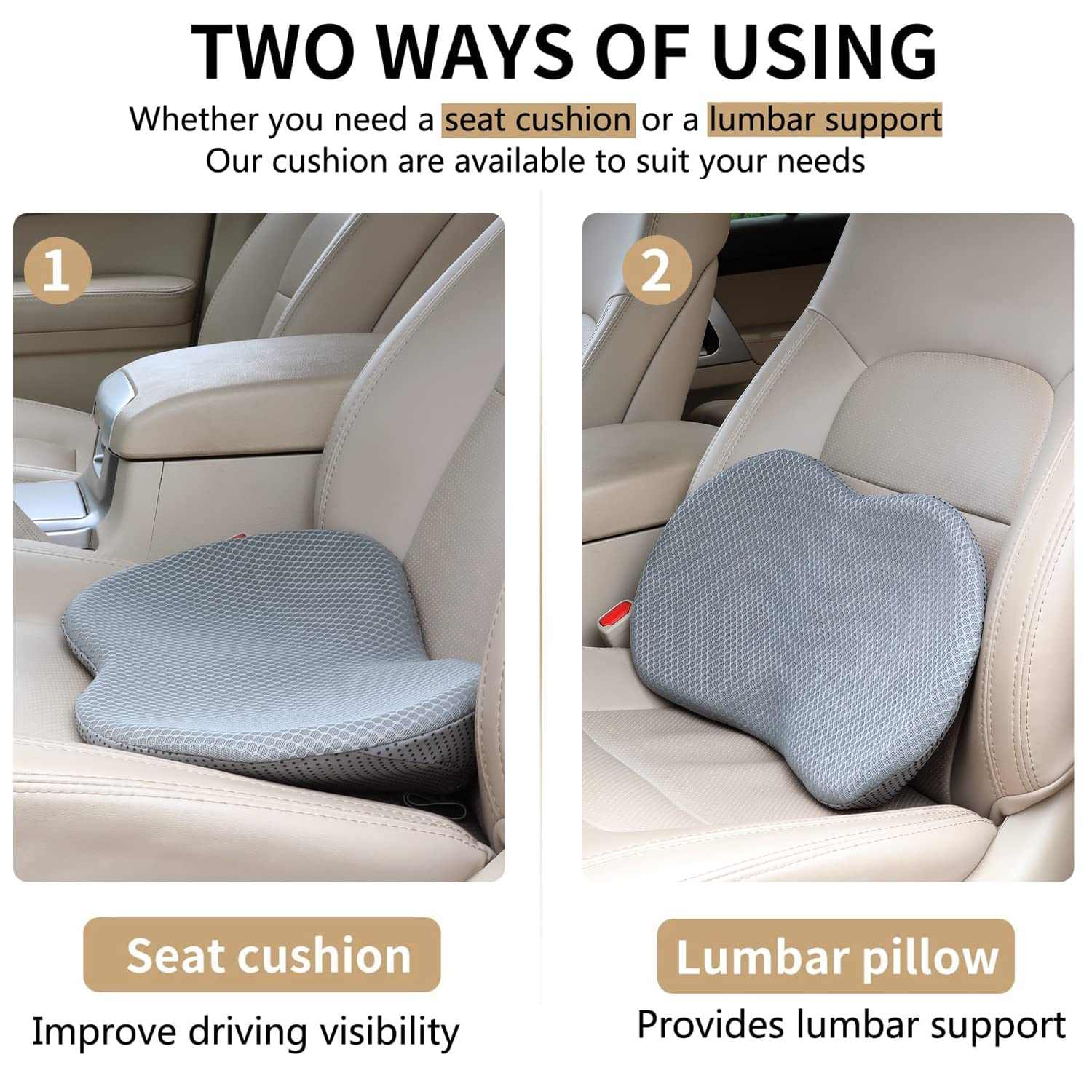 Thickened black synthetic fiber car seat cushion with waist support for five seats
