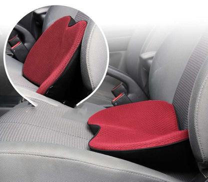 Thickened black car seat cushion with waist support for all-season comfort