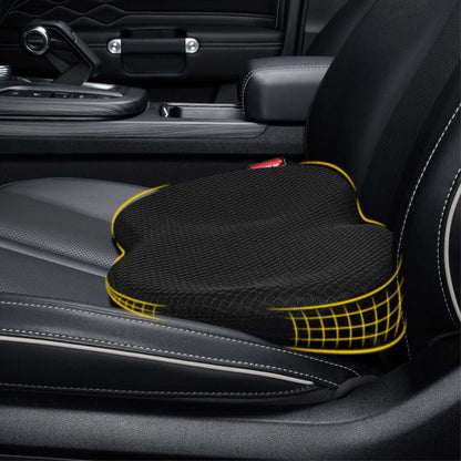 Thickened black car seat cushion with synthetic fiber filling and waist support for all-season use
