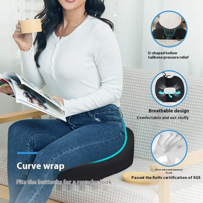 Black memory foam hemorrhoids cushion for long sitting with breathable hollow design