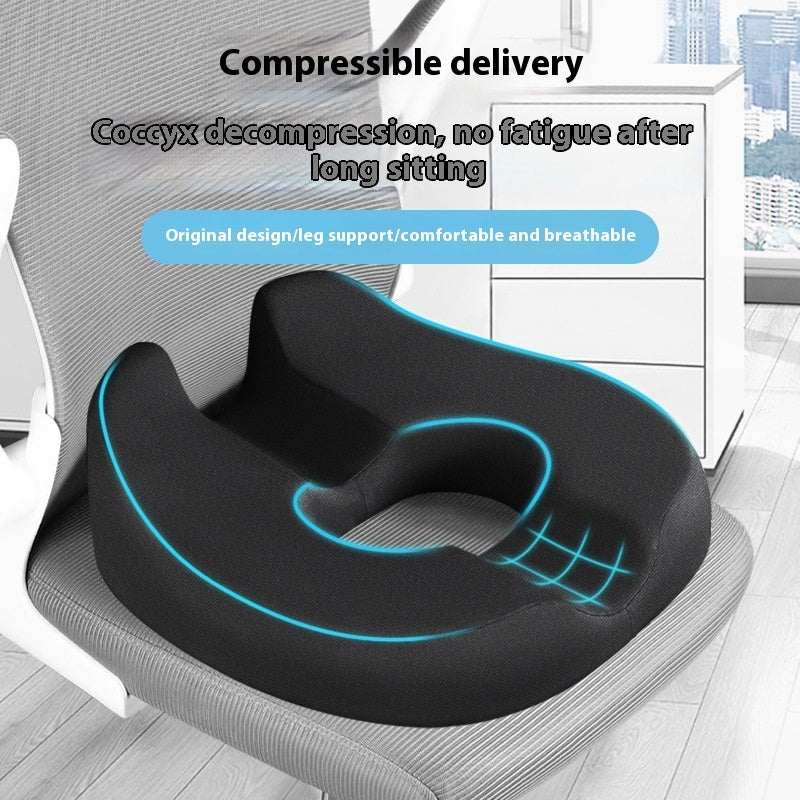 Black memory foam hemorrhoids cushion with hollow breathable design for long sitting