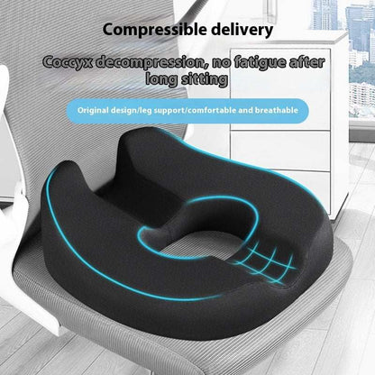 Black memory foam hemorrhoids cushion with hollow breathable design for long sitting